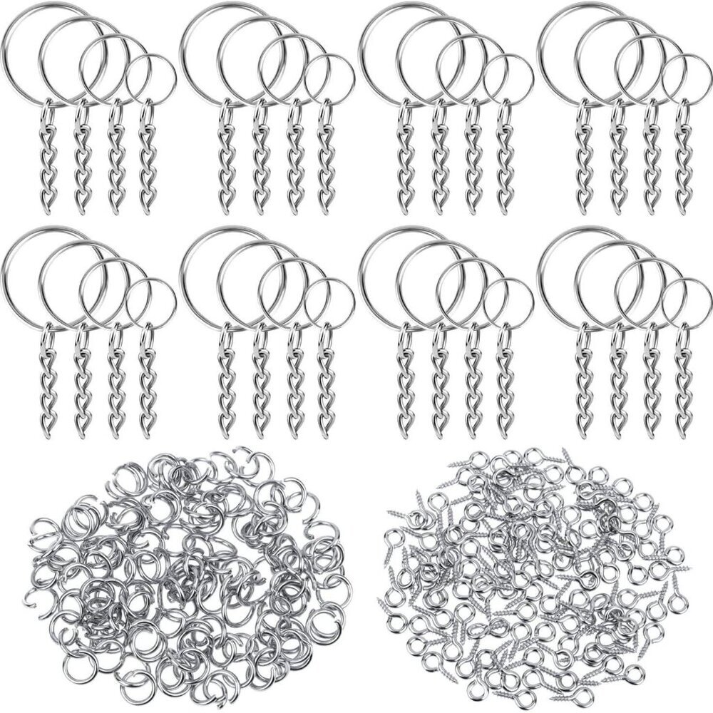 Key Chain Rings, 360Pcs Key Rings Bulk with Jump Rings and Screw Eye Pins - Picture 1 of 7